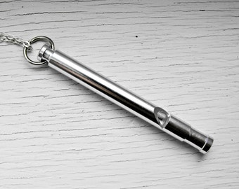 Whistle necklace real working dog whistle coach gift long silver chain emergency necklace