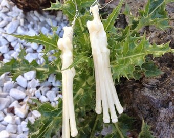 Real Animal Bone Jewelry - Red Fox - Skeleton Paw Earrings - Sex * Love * Lust - Faerie Realm - Astral Travel - Goth Tribal Jewelry - Pagan