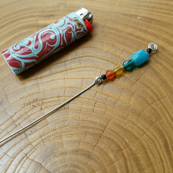 Zeus Pipe Poker Beaded Glass Smoking Tool by lovejewelsbyjodi