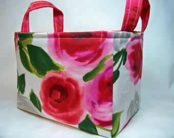 PK Fabric Basket in Marilyn in Red - Storage Basket - Diaper Caddy - Ready To Ship - Reversible
