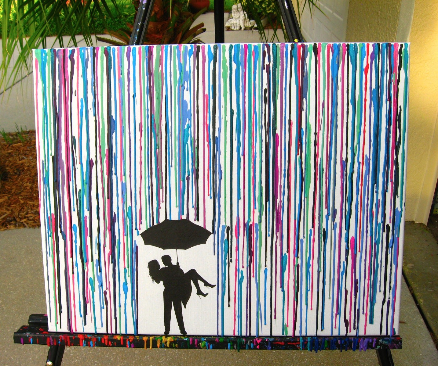 Silhouette Art Melted Crayon Art Rainy Day In The Rain