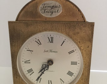 Vintage Seth Thomas Tempus Fugit Brass Clock