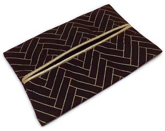 Wedding Travel Tissue Holder, Elegant Black and Gold, Travel Tissue Cozy, Pocket Tissue Holder