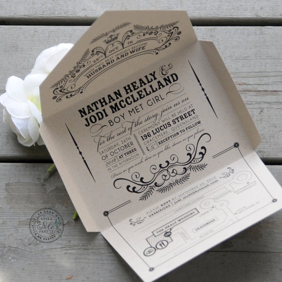 Rustic seal and send wedding invitations