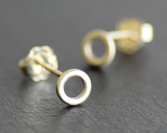 14K Solid Gold 5mm Circle Earrings Post /Stud Earrings