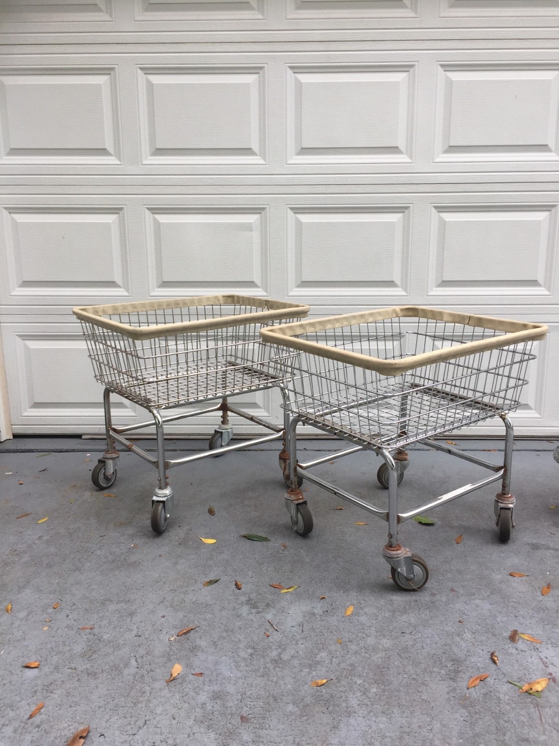 LAUNDRY ROLLING CART Vintage Heavy Duty Wire by modernlogic