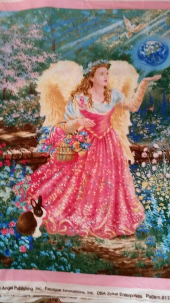 Floral fleece fabric panel garden angel quilt quilting sewing