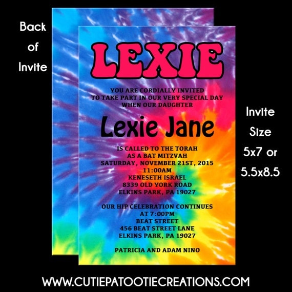 hippie tie dye blank invitation templates free
