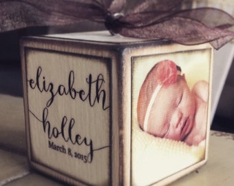 Personalized Baby's First Christmas Ornament - Photo Block