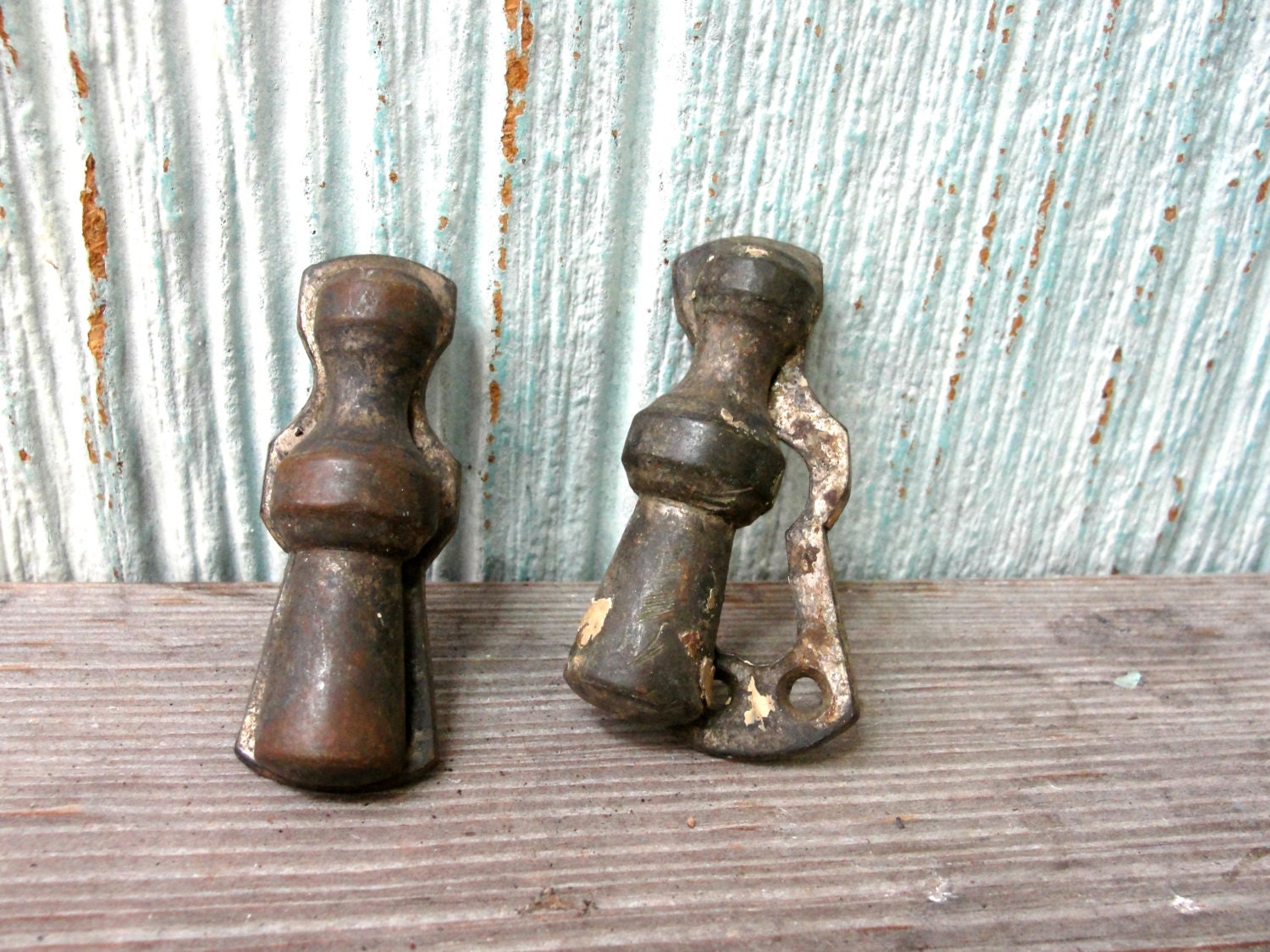 Pair of Antique Keyhole Covers, Vintage Lock Parts, Salvaged Door