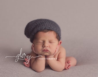 Newborn slouch hat, mohair slouch hat, newborn photo prop, photo prop, baby boy, newborn boy, infant boy, slouch hat, baby boy hat, beanie