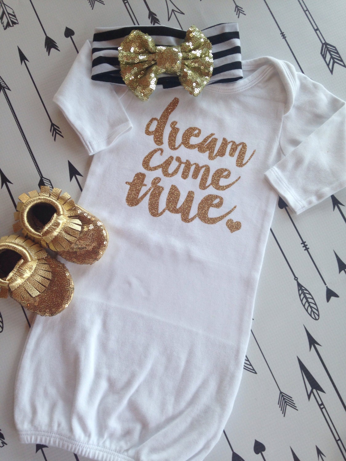 Dream come true baby gown infant bodysuit hospital outfit baby