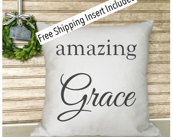 Custom Pillow - Amazing Grace - Throw Pillow - Insert Included * FREE SHIPPING *