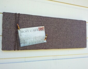 Polyester Linen Pin Board, Mans Memo board in chocolate brown for your office or bedroom a twine accent, masculine stylish and classic