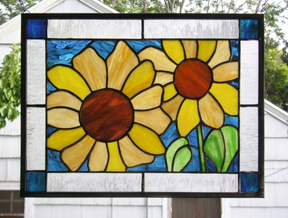 Stained Glass Window PanelSummer Sunflowers 2 12.5