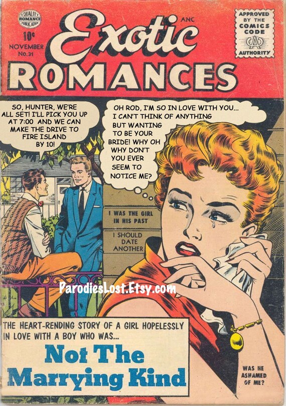 Gay Exotic Romances Comic Book Remix Print Vintage Art Not the