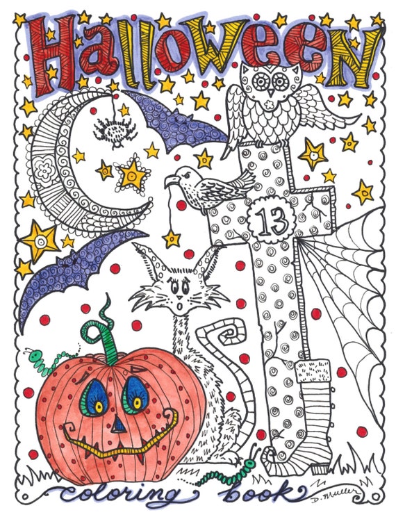 Adult Coloring Book Style Skull Halloween Coloring  Spiral