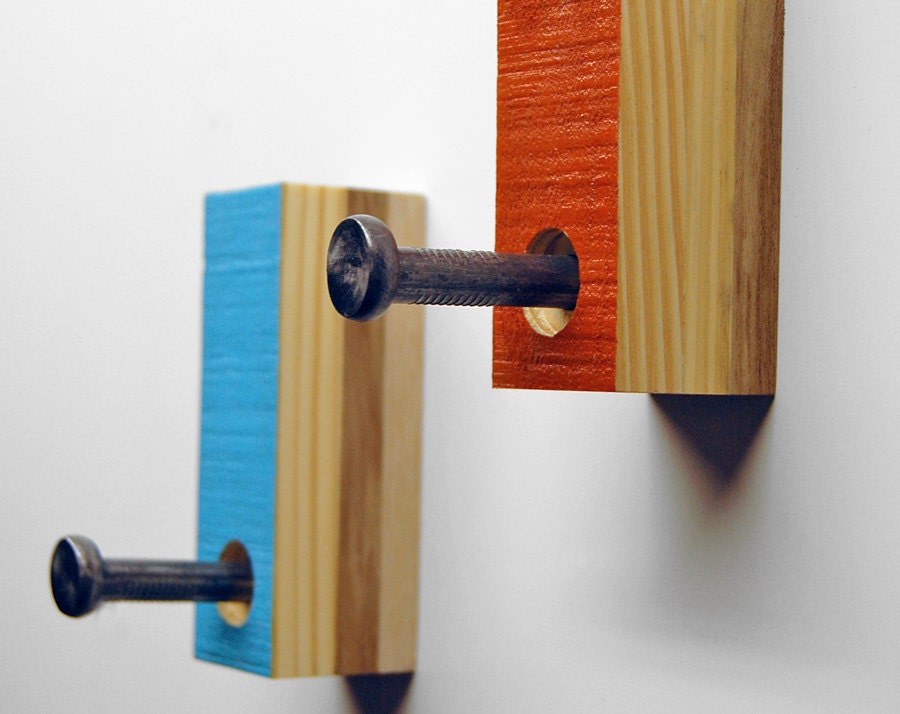 Single Coat Hook Made from reclaimed wood and by SixFingerStudios