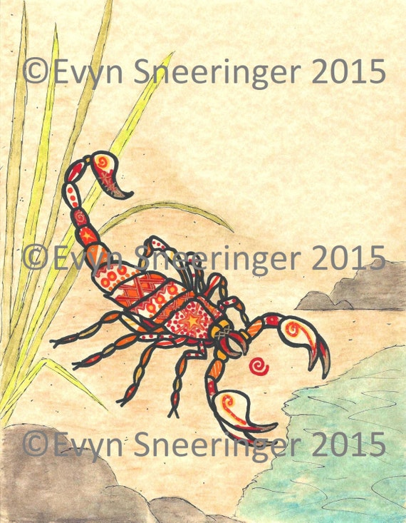 Scorpion Spirit Totem 8x10 Art Print by TheLovelyLittleWitch