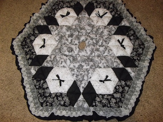 christmas tree skirt biscuit quilted silver on black and christmas tree skirt biscuit quilted silver on black and