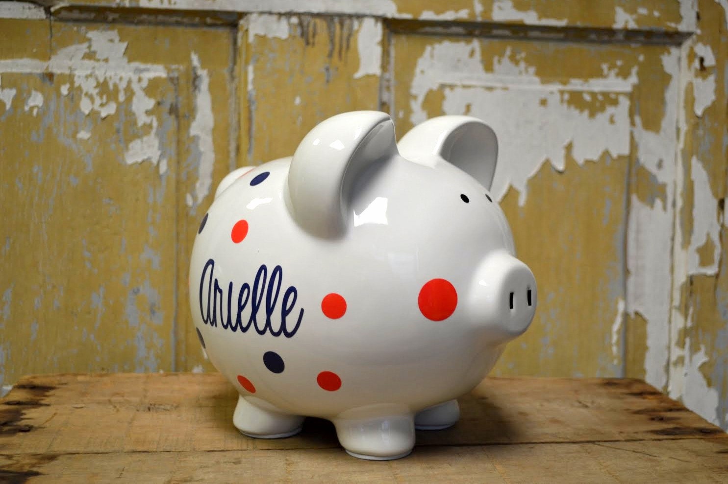 White Large Ceramic Piggy Bank Personalized