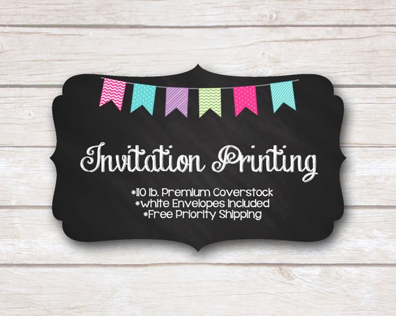 Print Service. Invitation Printing. Professional Printing. Single Sided. Envelopes Included. Free Priority Shipping Il_570xn