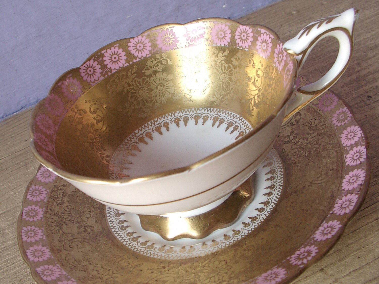 Antique gold tea cup and saucer Royal Stafford by ShoponSherman
