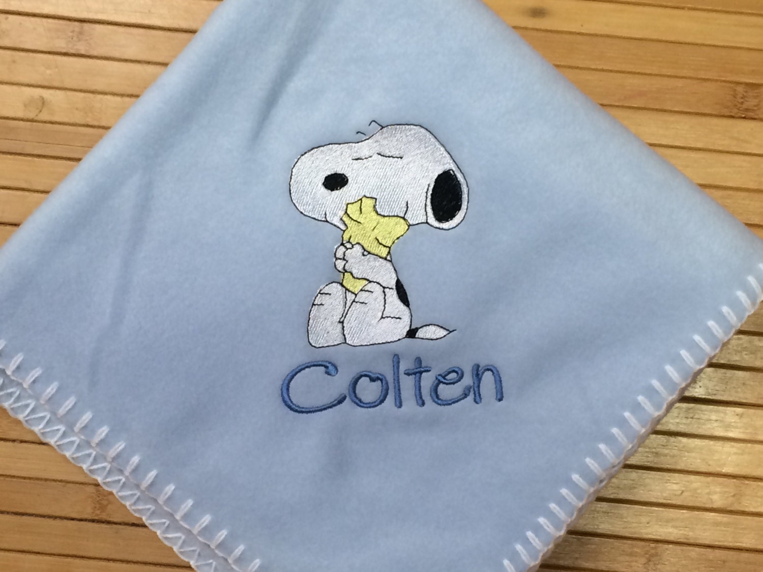 Embroidered Personalized Snoopy Baby Blanket