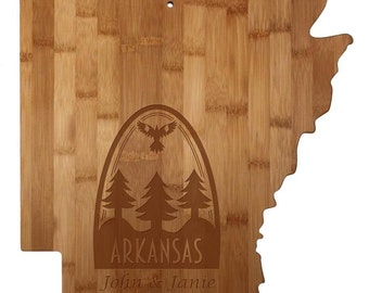 Personalized Arkansas Cutting Board - Arkansas Shaped Cutting Board, Bamboo, Custom Engraved - Wedding Gift, Couples Gift, Housewarming Gift