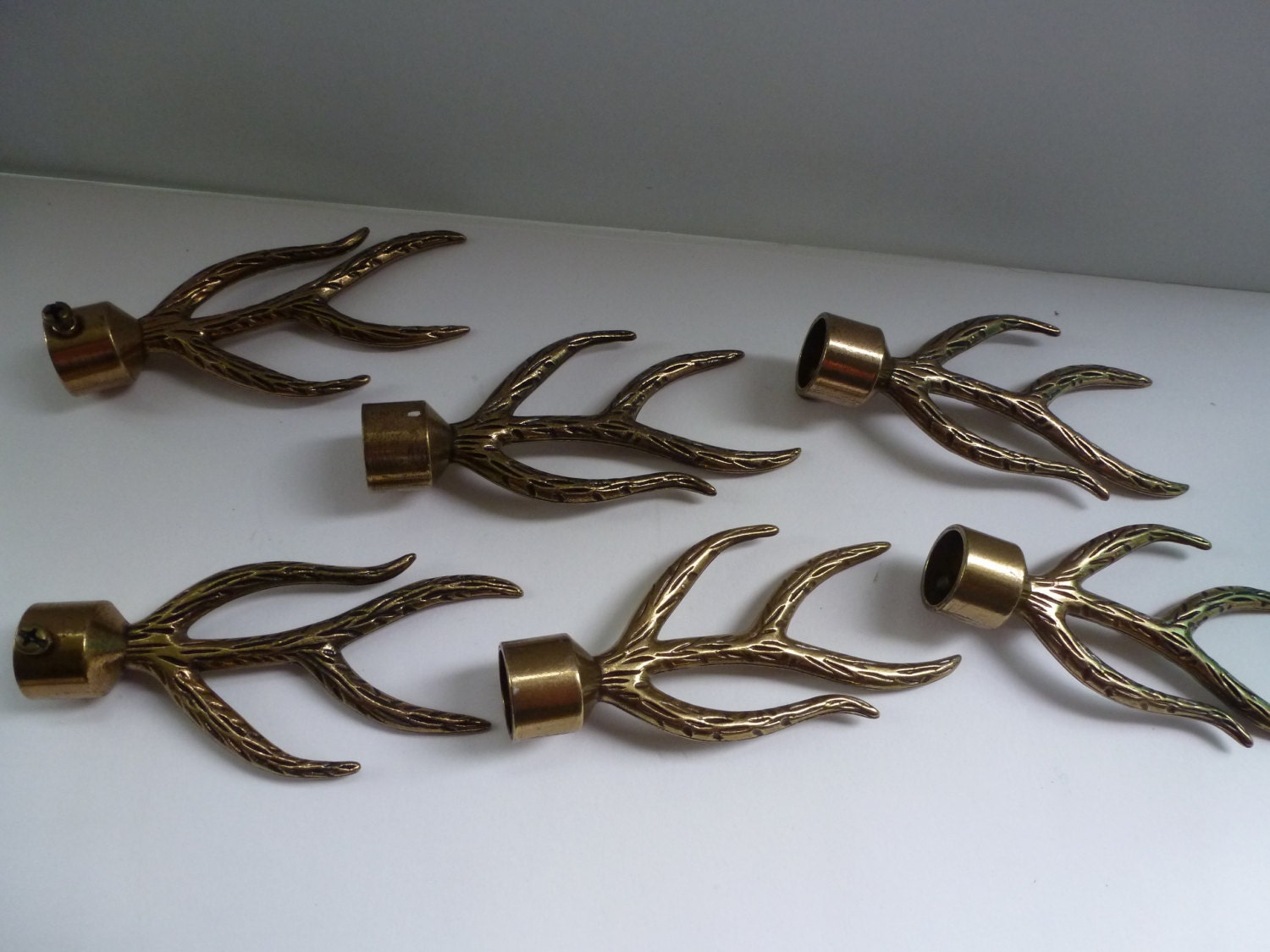 Solid Brass Finials 6 Vintage Brass Finials for Curtain Rods