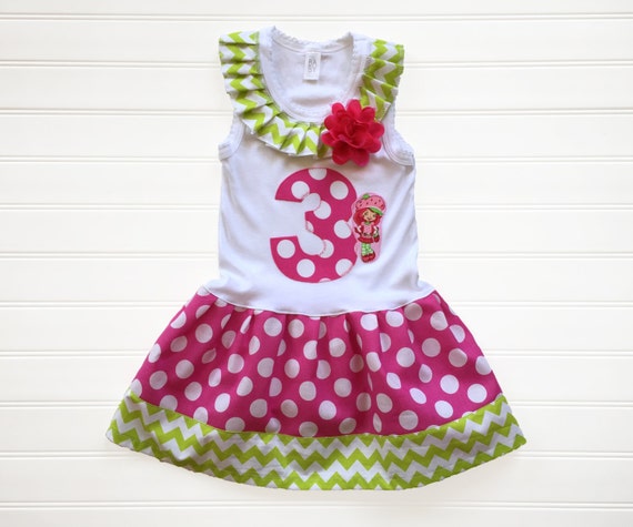 Items similar to Strawberry Shortcake Dress Chevron Dress Birthday ...