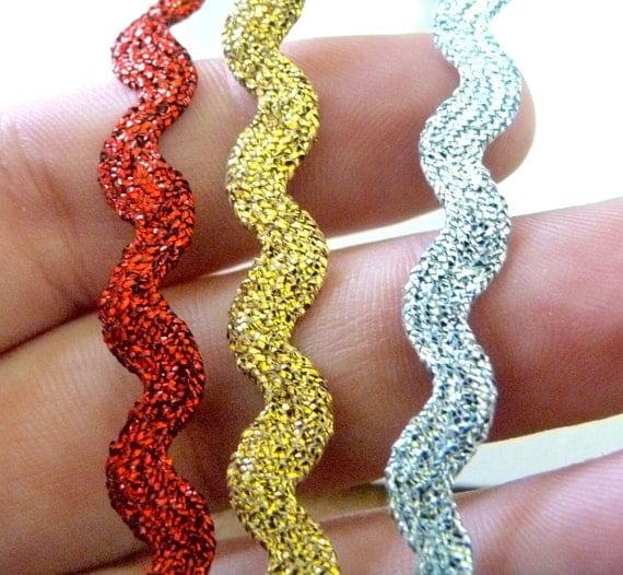 7mm Metallic Ric Rac Trim by CreativeCraftSupplys on Etsy