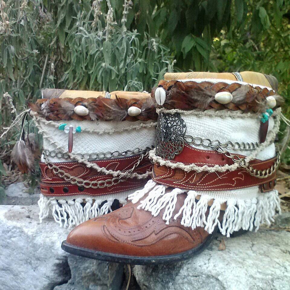 Custom Upcycled Cowboy Boots Baja California Vintage Boho