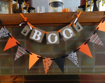 Halloween Decor- Chevron Halloween Garland- Halloween Pennant Banner- Classroom Decor-Photo Prop -Halloween Party Decor-Mantle Decor