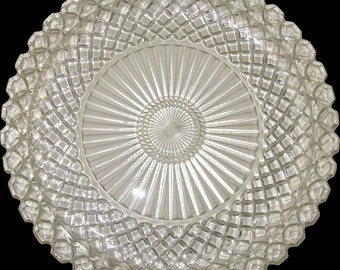 Vintage Anchor Hocking WATERFORD Versatile Serving Platter/Cake Plate/dessert plate,charming glass,Shabby Chic,tabletop
