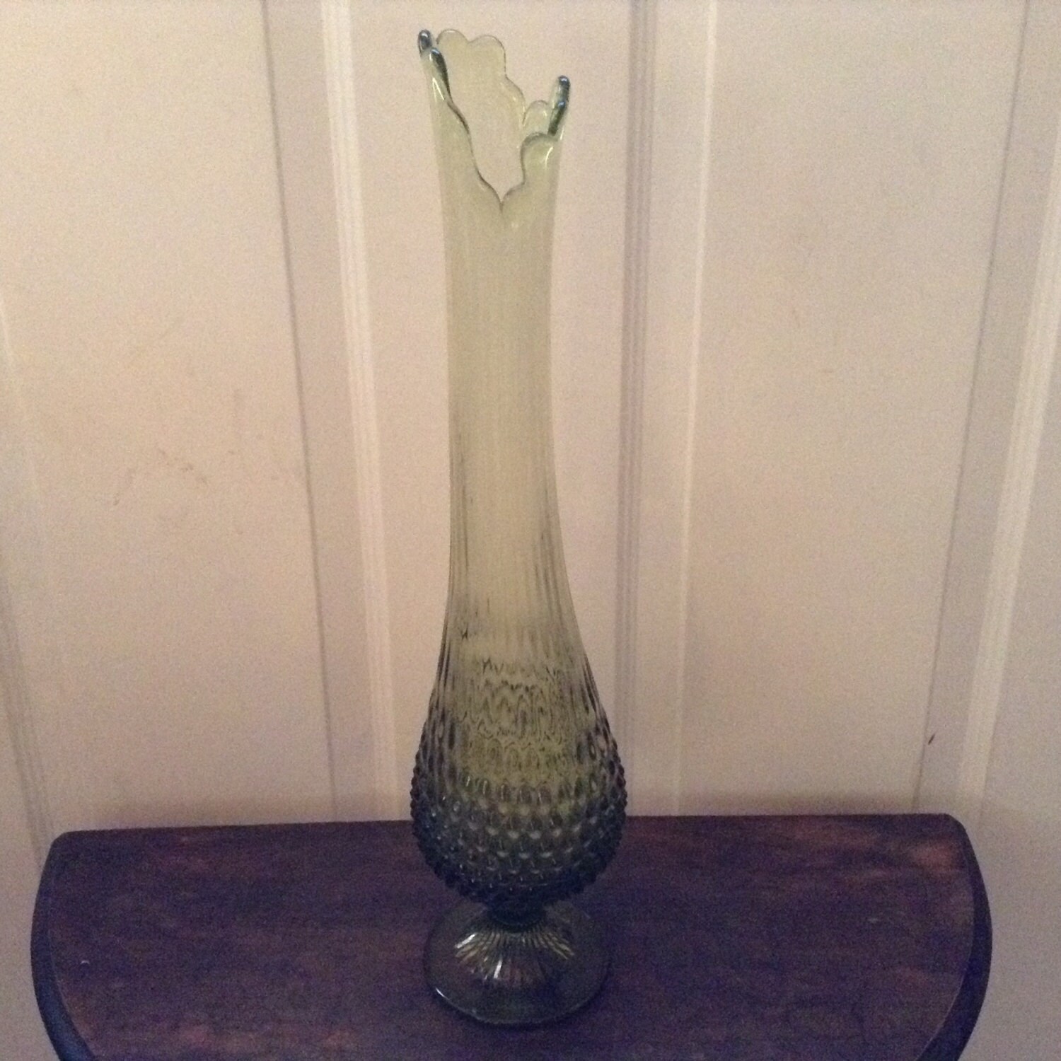 Large Vintage Stretch Glass Pedestal Vase Collectible Art