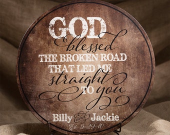 Personalized Wood Established Sign, Family Established Sign, Couples Name Sign, God Blessed The Broken Road