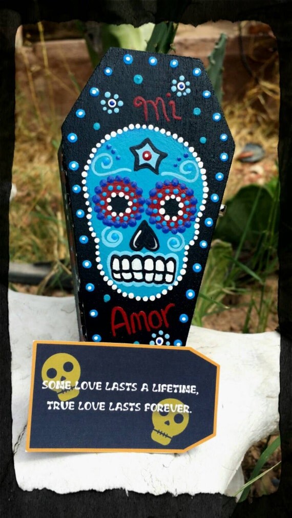 Day Of The Dead Sugar Skull mini coffin gift box by KrazyKKIAM