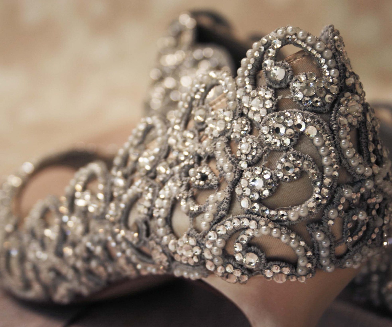 Wedding Shoes Champagne Kitten Heel Peeptoe Custom Wedding