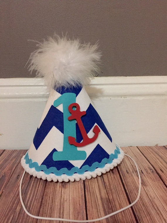Nautical Anchor 1st Birthday Hat Cake Smash Birthday Photo Shoot