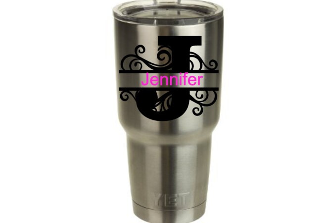 Monogram Initial Decal For Large Yeti Cup Yeti Decal