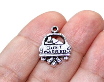 6 Wedding Charms Antique Silver Tone - CH568