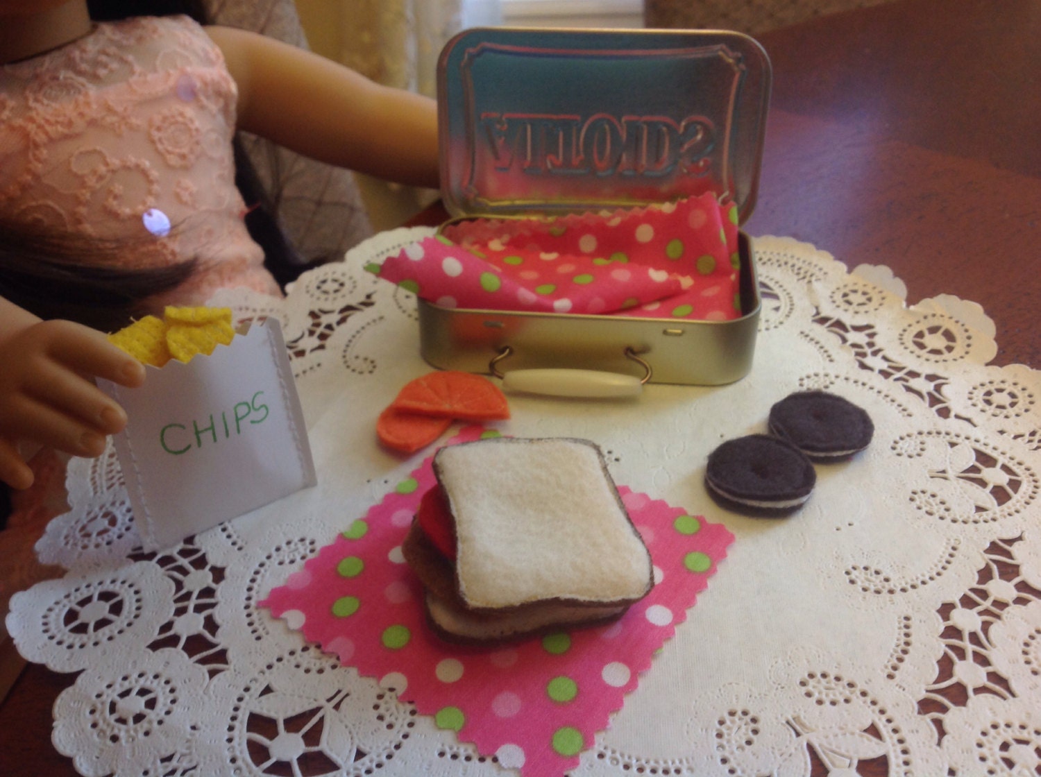Altoids Tin American Girl Doll lunch box and felt by kattymoon