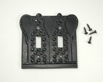 Vintage Light Switch Plate Cover Black Paint over Brass