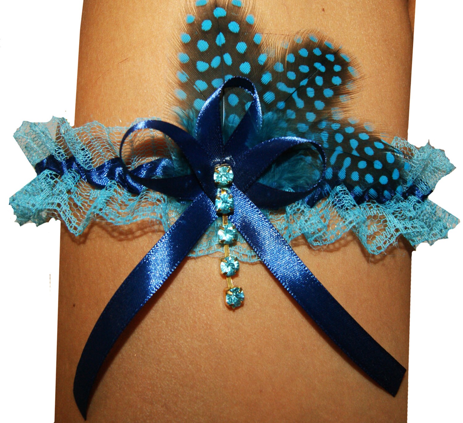 Liguero Boda Encaje Elástico Ligas De Novia 2 Piezas - Encaje Elástico Con Lazo Azul Celeste - Para Boda, Talla Única 30-60 Cm Ligas Boda Mujer