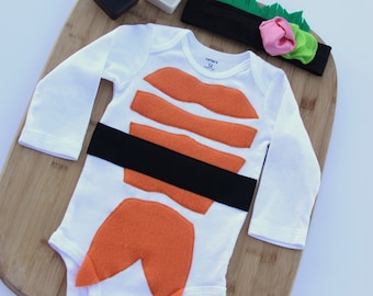 Sushi Baby Halloween Costume and Headband, Baby Halloween Costume, Long Or Short Sleeve Sushi Costume, Newborn Costume