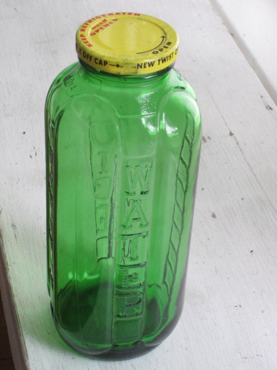 Vintage Green Glass Water Juice Bottle