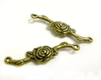 6pc 33x8mm antique bronze finish rose connectors-7086