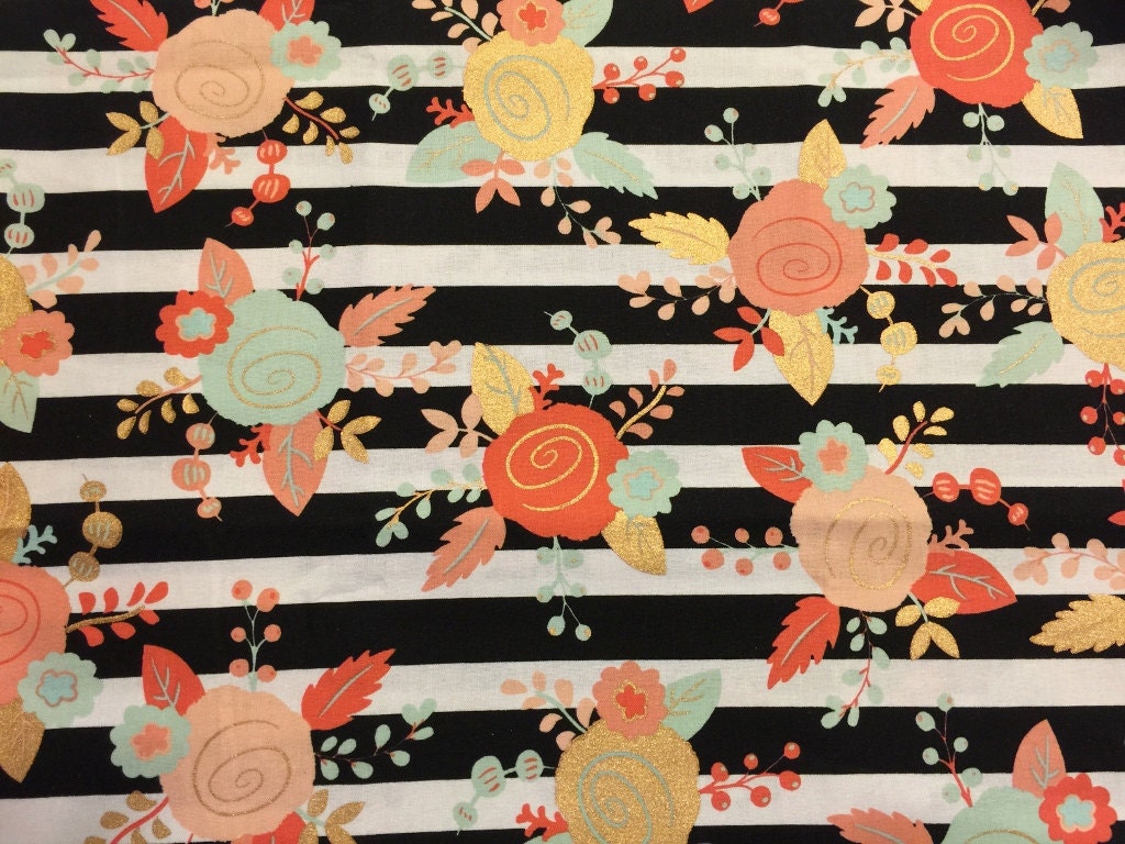 fabric-black and white striped floral fabric-fabricthe fabric-black and white striped floral fabric-fabricthe