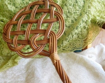 Vintage Wicker Weaved Quilt Duster Rug beater Whacker Rug duster Very good. Strong with no breakage.